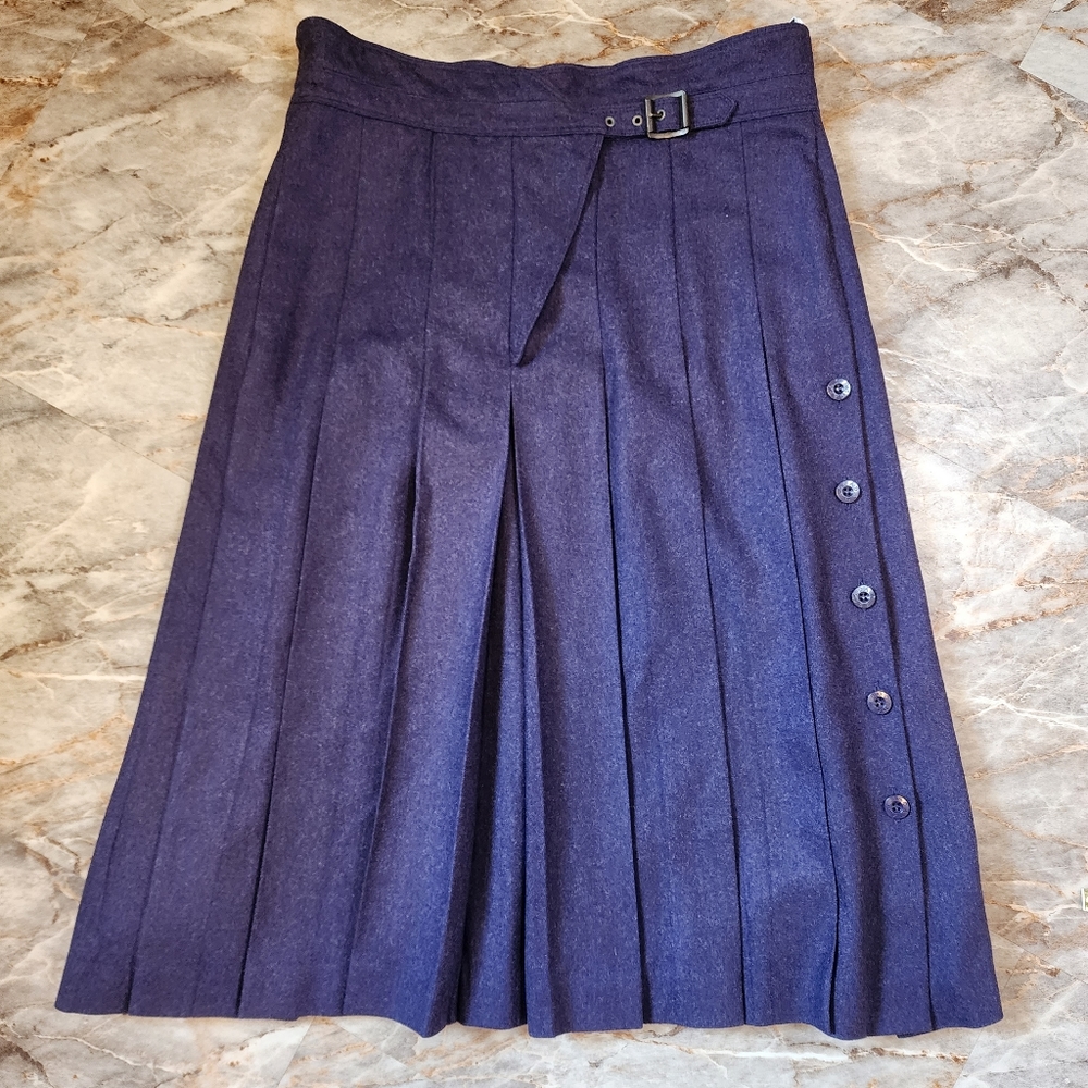 Escada NWOT purple wool long pleated midi skirt 42